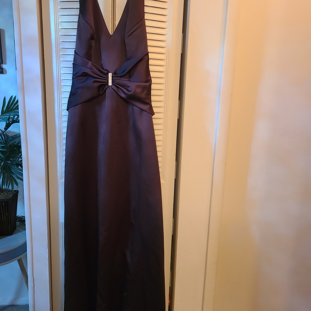 Elegant Purple Gown with Bow Detail
